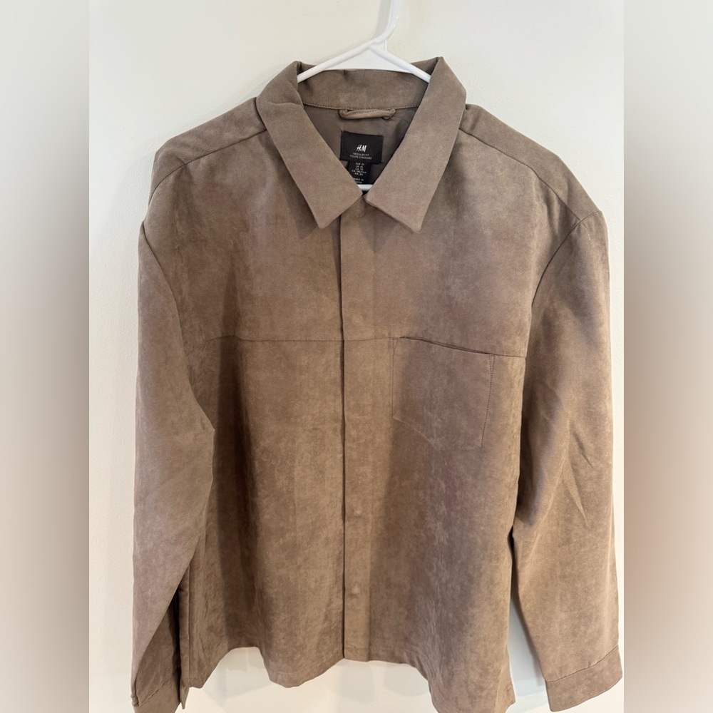 H&M Men's Faux Suede Brown Shirt Jacket XL
